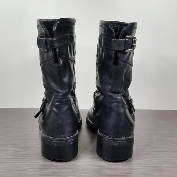 Aquatalia Sweetness Short Quilted Moto Boot, Black Leather, Womens Size 8 - Picture 5 of 14